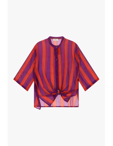 Gestreept shirt met knoop aan de voorkant en wijde mouwen Dixie