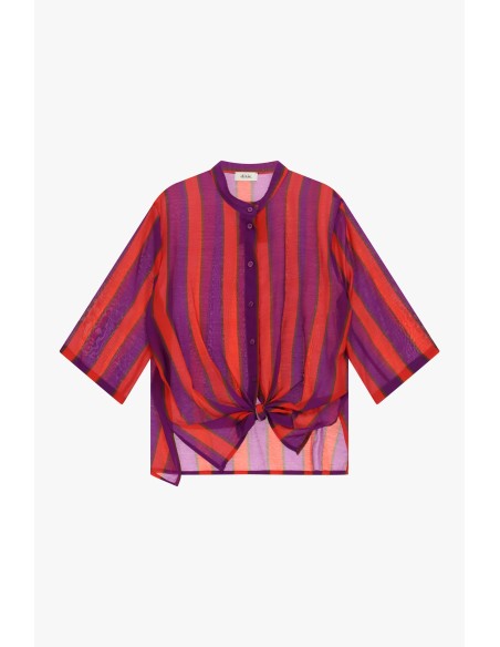 Gestreept shirt met knoop aan de voorkant en wijde mouwen Dixie