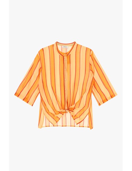 Gestreept shirt met knoop aan de voorkant en wijde mouwen Dixie