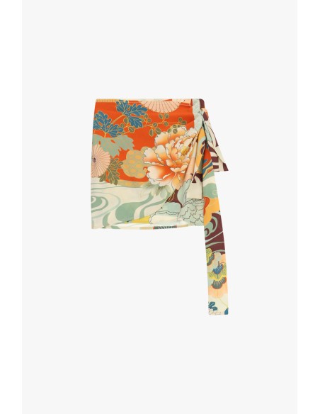 Korte rok met bloemenprint en zijstrik Dixie