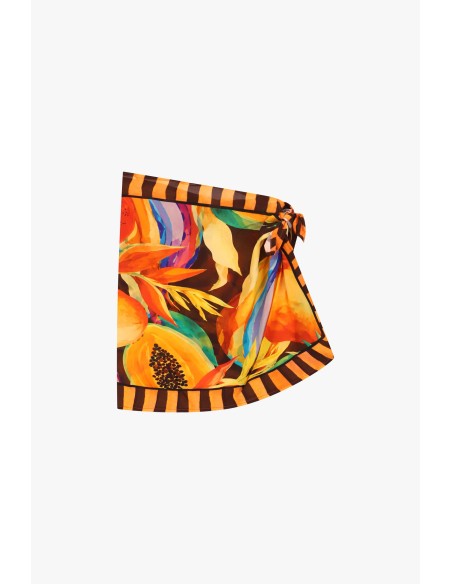 Korte wikkelrok met tropische print van Dixie