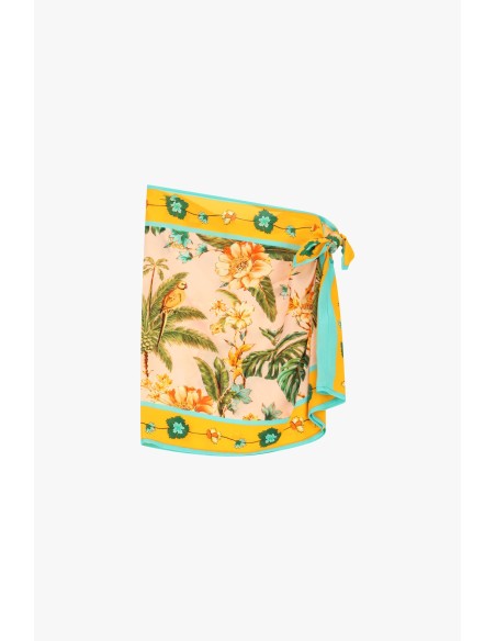 Korte wikkelrok met tropische print van Dixie