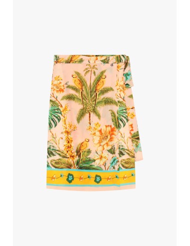 Korte rok met tropische print en zijstrik Dixie