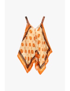 Dixie top met paneel, gevlochten schouderbandjes en bloemenprint