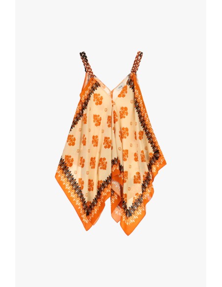 Dixie top met paneel, gevlochten schouderbandjes en bloemenprint