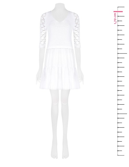 Korte jurk met 2-delige look, katoenen rok met ruches en gehaakte top, Rinascimento