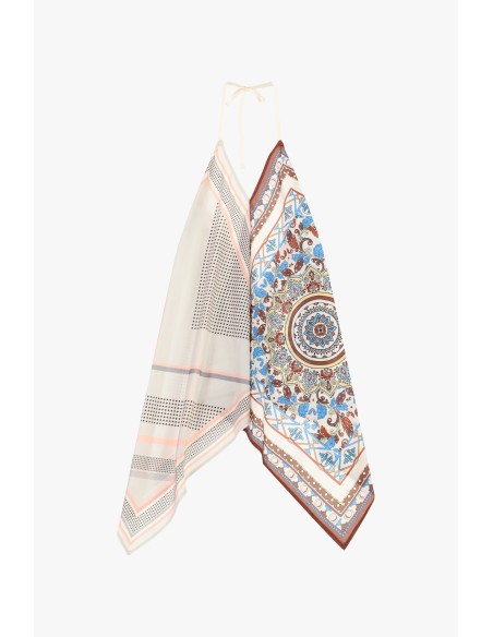 Top met sjaalkraag, paisleyprint en geometrische details van Dixie