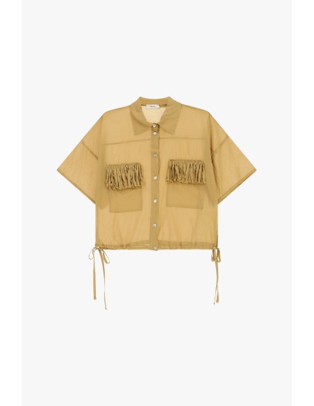 Cropped shirt met zakken, franjes en korte mouwen Dixie