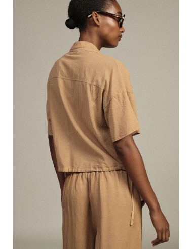 Cropped shirt met zakken, franjes en korte mouwen Dixie