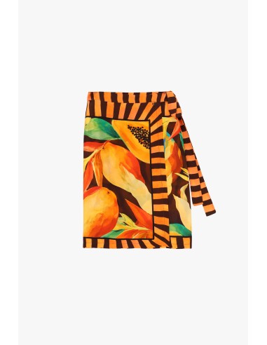 Korte wikkelrok met fruitprint Dixie