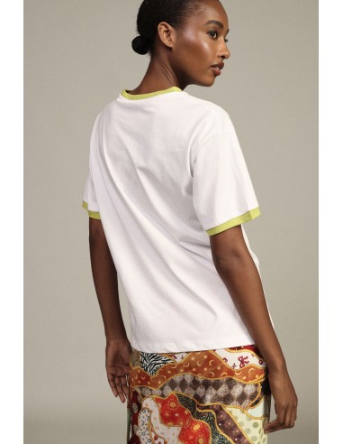 Dixie T-shirt met ronde hals, citrusprint en contrasterende biezen