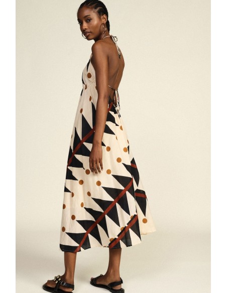 Lange jurk met geometrische en polkadotprint Dixie