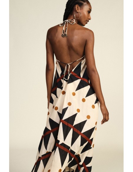 Lange jurk met geometrische en polkadotprint Dixie