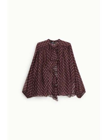 Ruime blouse met bloemenprint en ruches aan de voorkant Dixie