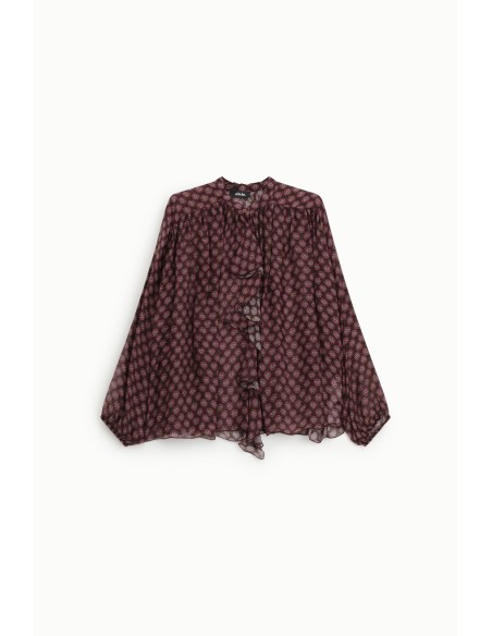 Ruime blouse met bloemenprint en ruches aan de voorkant Dixie