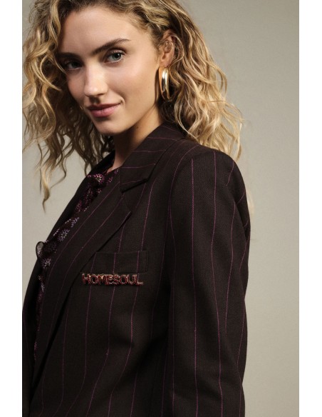 Gestreepte blazer met enkele rij knopen en zakken Dixie