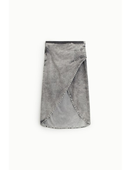 Midi-denimrok met asymmetrische split Dixie