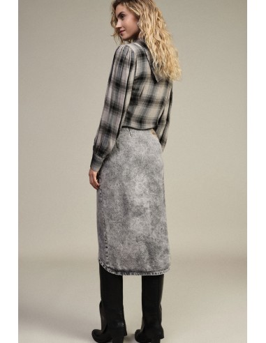 Midi-denimrok met asymmetrische split Dixie