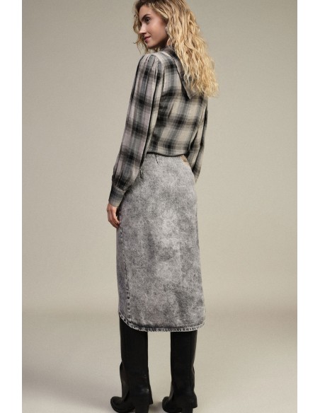 Midi-denimrok met asymmetrische split Dixie
