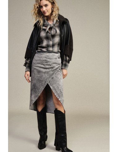 Midi-denimrok met asymmetrische split Dixie