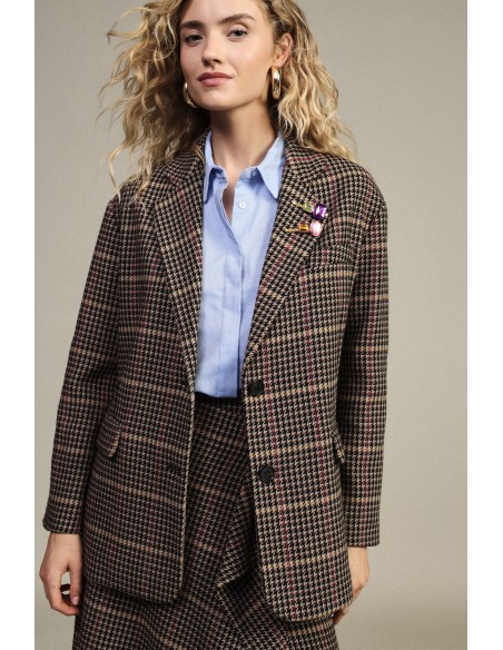 Geruite blazer met opgestikte zakken en knopen Dixie