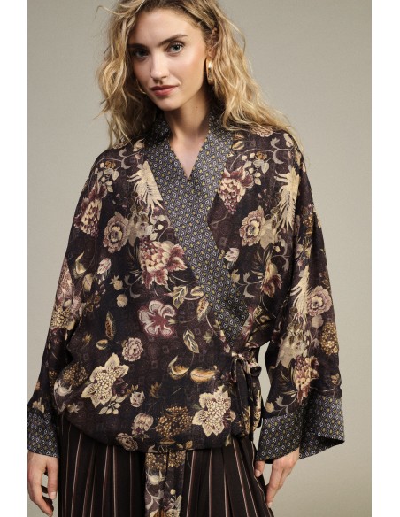 Dixie gebloemde blazer met wijde mouwen