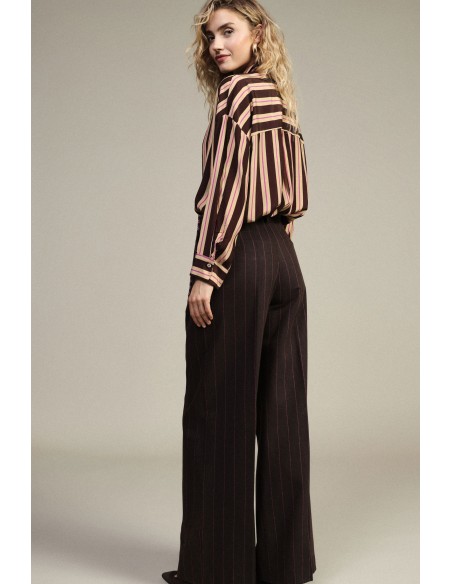 Dixie Palazzo-broek met hoge taille en krijtstreep