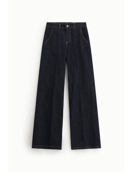 Dixie Palazzo-broek met hoge taille en contrasterende stiksels
