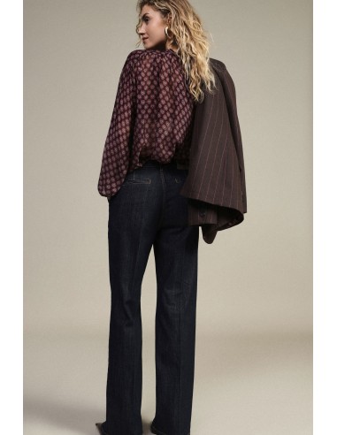 Dixie Palazzo-broek met hoge taille en contrasterende stiksels