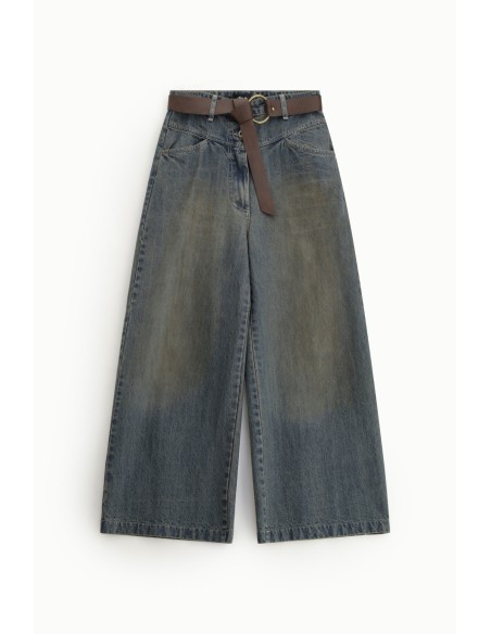 Dixie-jeans met wijde pijpen, hoge taille en riem