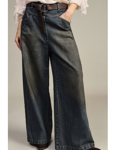 Dixie-jeans met wijde pijpen, hoge taille en riem