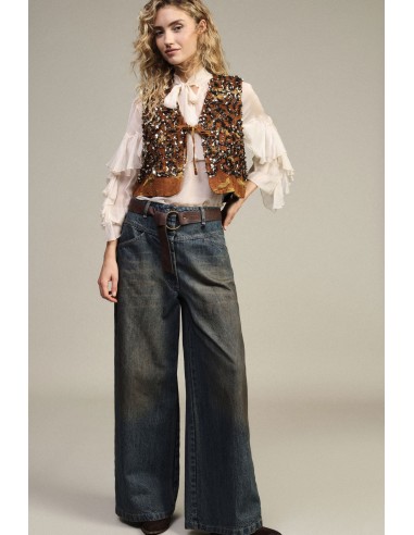 Dixie-jeans met wijde pijpen, hoge taille en riem