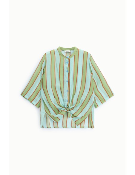 Gestreept shirt met knoop aan de voorkant en wijde mouwen Dixie