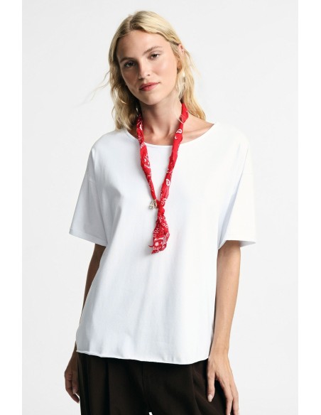T-shirt met korte mouwen en decoratieve sjaal Please