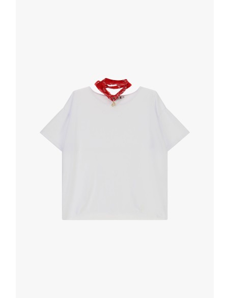 T-shirt met korte mouwen en decoratieve sjaal Please