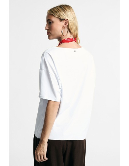 T-shirt met korte mouwen en decoratieve sjaal Please