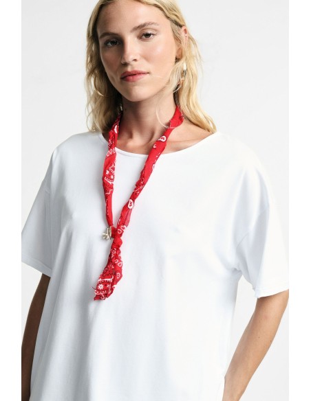 T-shirt met korte mouwen en decoratieve sjaal Please