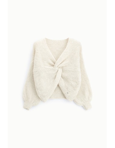 Gebreid vest met een knoop aan de voorkant en wijde mouwen aub