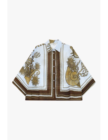Oversized overhemd met maritieme print en wijde mouwen Dixie