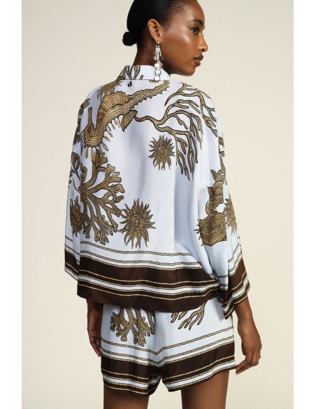 Oversized overhemd met maritieme print en wijde mouwen Dixie