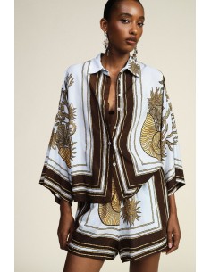 Oversized overhemd met maritieme print en wijde mouwen Dixie