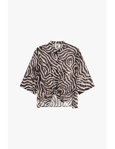 Dixie zebraprint blouse met knoop aan de voorkant 2