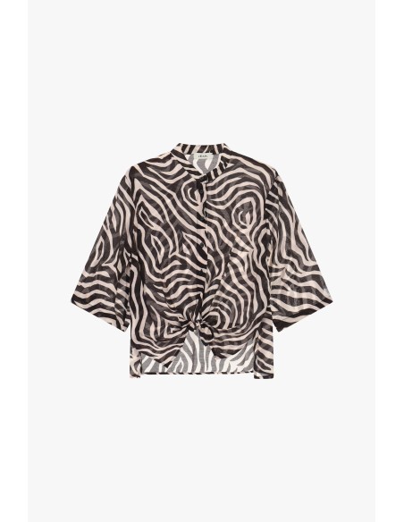 Dixie zebraprint blouse met knoop aan de voorkant