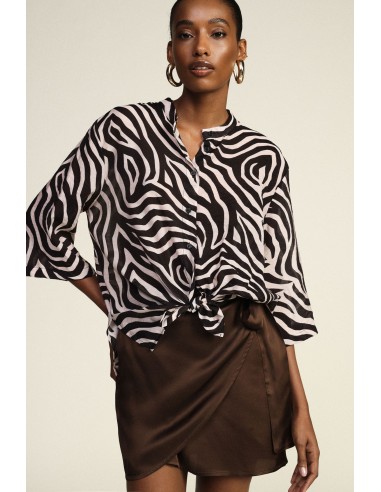 Dixie zebraprint blouse met knoop aan de voorkant