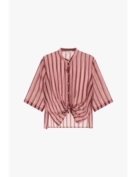 Gestreept shirt met frontknoop en driekwartmouwen Dixie