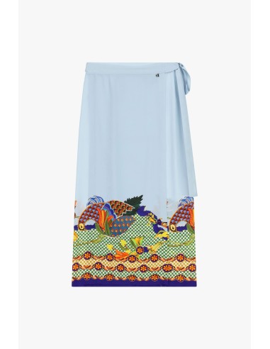 Dixie midirok met levendige print en knoopdetail in de taille