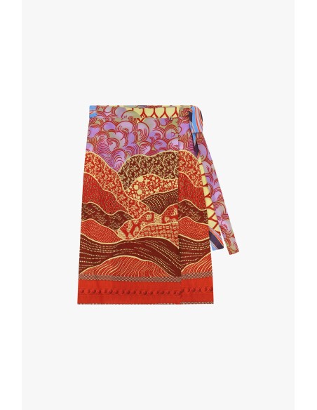 Midi-rok met grafische print en ceintuur van Dixie