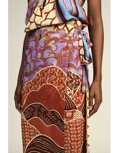 Midi-rok met grafische print en ceintuur van Dixie