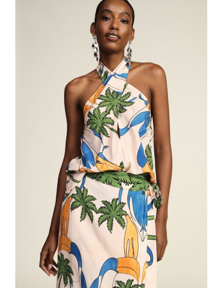 Top met hoge hals en bloemenprint van Dixie