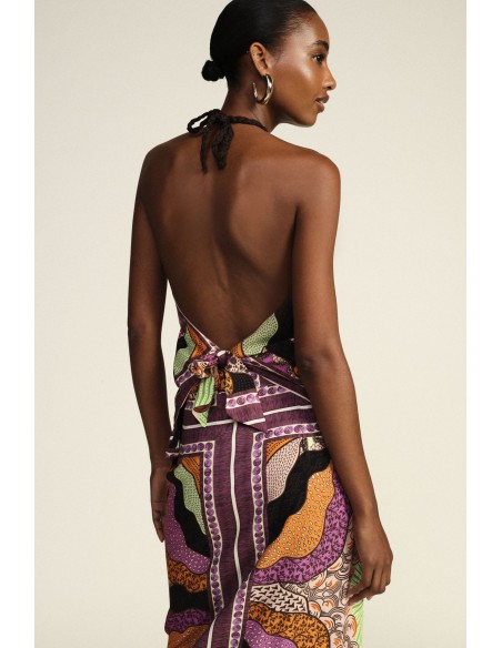 Bandeautop met geometrische print en strikbandje Dixie
